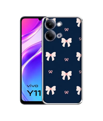 Image of Navy Bow Charm Printed Silicon Soft TPU Back Case Cover Compatible with Vivo Y05 5G / Y11 5G / Y21 5G