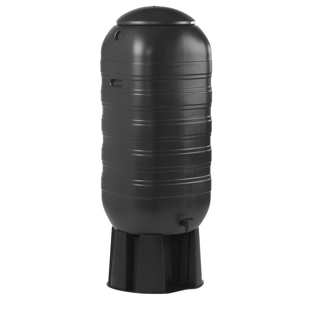 Original Organics Black 250L Slimline Water Butt Kit, Rain Barrel Collector Uk, Includes Tap & Lid, Stand And Diverter