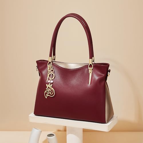 Image of FOXLOVER Soft Genuine Leather Medium Purses for Women Tote Bag Handbags with Top-handles Shoulder Satchel Purse