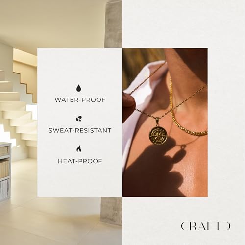 CRAFTD | Compass Pendant Necklace | 20.5" Chain Link with 20MM x 20MM Pendant | Waterproof, Heat & Sweat Resistant | Gifts for Men | Men's Jewelry |3