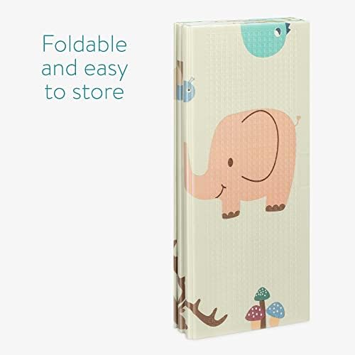 Navaris Baby Play Mat - Large Soft Foam Floor Mat Playmat for Babies Kids Toddlers - Foldable Padded Crawling Mats for Newborn Baby - Green/Beige