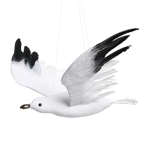 ETHZZLE 3 Piezas Adorno Colgante con Diseño De Gaviota Pared De Pájaros Voladores Náutico Decoración Colgante De Gaviota Fiesta Náutica Gaviota De Techo Falso Concha Adornos De Playa Black