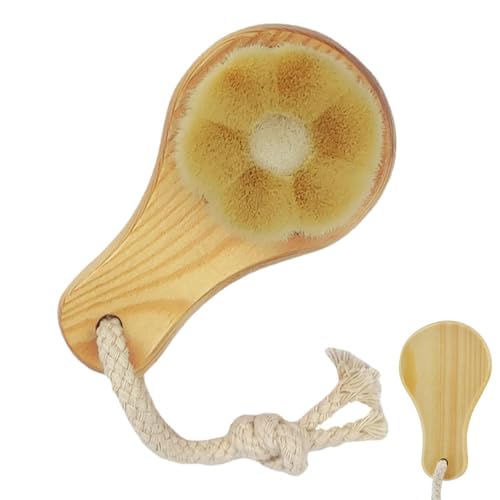 Cepillo de fregado de madera con mango de madera con forma de flor de ciruelo, cerdas y herramientas de eliminación de maquillaje