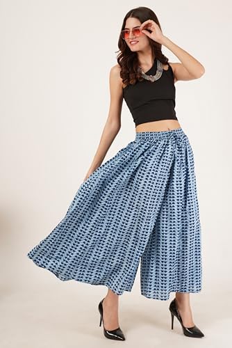 Image of COTLAND Fashions Jaipuri Cotton Printed Flared Palazzo Pants for Women