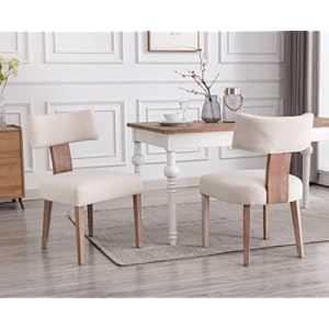 EALSON Mid Century Modern Dining Chairs Set of 2 Linen Upholstered Kitchen Chairs with Wood Legs and Curved Back Farmhouse Dining Room Chairs Accent Side Chairs for Living Dining Room, Beige EALSON Mid Century Modern Dining Chairs Set of 2 Linen Upholstered Kitchen Chairs with Wood Legs and Curved Back Farmhouse Dining Room Chairs Accent Side Chairs for Living Dining Room Beige