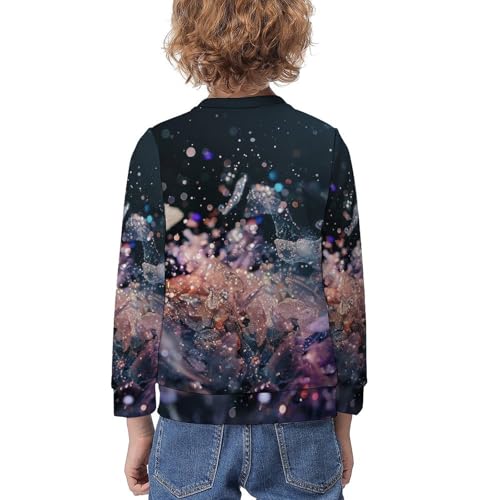 Purple Glittery SparklesChildren's Casual Pullover Sweatshirt Loose Fit7-9Y2