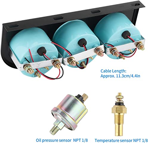 image for 0769FUWU 3 in 1 Car Meter Auto Gauge,2 52mm Chrome Car Triple Gauge Ki