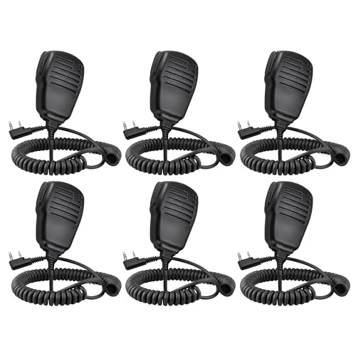 Image of SAMCOM Speaker Mic for Two Way Radios,2 Pin Walkie Talkies Shoulder Mic, Handheld Walkie Talkie Microphone for Most 2 Way Radio, K Type Radio Microphone with PTT (6 Pack)