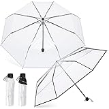 2 Pcs Clear Umbrella Transparent Portable Umbrella Compact Foldable Umbrella Manual Open Close Folding Umbrellas for Wedding Travel, Dating(Black, White)