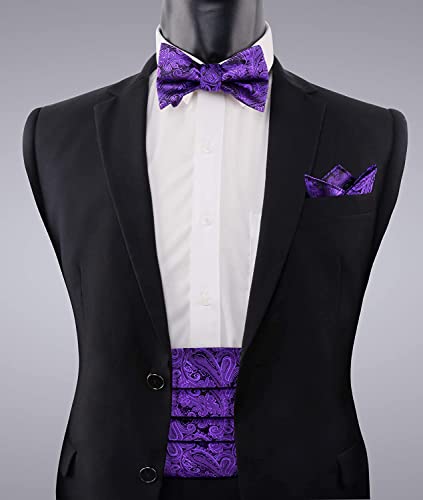 Image of Alizeal Mens Paisley Adjustable Bow Tie Set | Pre-tied Cummerbund Pocket Square Perfect for Weddings Business Formal Events