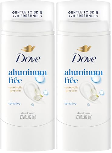 Image of Dove Deodorant Stick Sensitive for 72 Hour Odor Protection Aluminum Free 2.4 oz (Pack of 2)