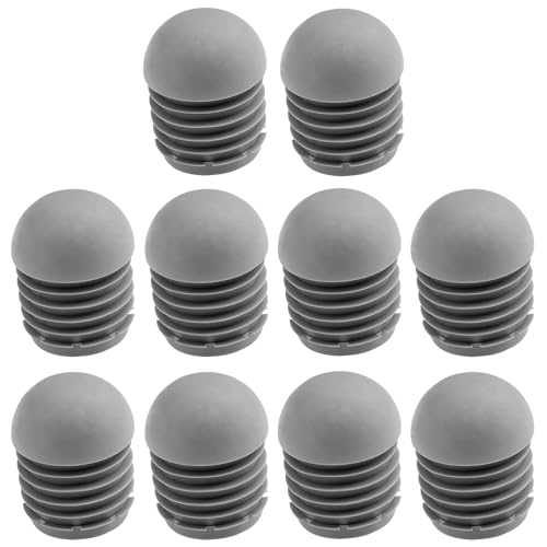 cyclingcolors 10x Stuhlstopfen Lamellenstopfen mit Kugelkopf Rund rutschfest für Rundrohr Kunststoff Endkappen Grau, 22mm