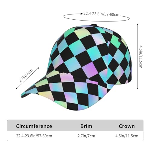 Gorra de béisbol con diseño a cuadros iridiscente ajustable miniatura 2