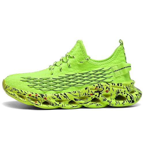 Jakcuz Big Size Fish Scale Pattern Mesh Slip on Walking Shoes for Men Running Athletic Gym Casual2