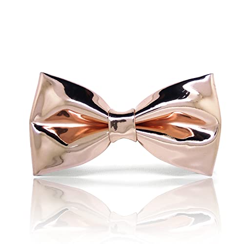 Rose Gold Sparkling pre-tied bow tie for men women | bow tie with Rose Gold Mirror shinny fabric (Rose Gold Bow Tie)
