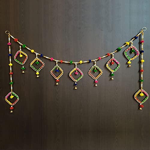 Image of Handmade Door Hanging Bandarwal Chudi Style Toran (Tc-02) -Diwali New Year Inauguration Wedding Festival Home Decor Pooja (40 Inch X 6 Inch),Multicolor