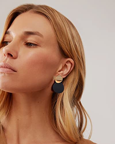 LILIE&WHITE Gold Clip On Earrings For Women Round Disc Earrings In Gold And Other Color Geometric Earrings Clip On Dangle Earrings Statement Earrings Jewelry Gift2