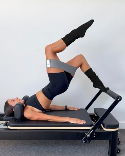 Image of yeuG Pilates Grip Socks for Women Yoga Slouch Socks with Grip for Barre Knee High Boot Socks Long Scrunch Black Socks