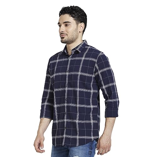 Image of Spykar Men's Regular Fit N /A Full Sleeve Checked Casual Shirts