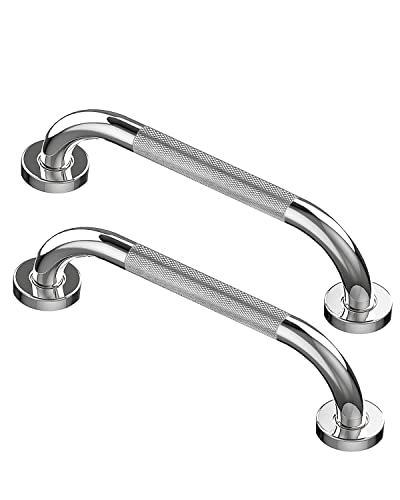 Howdah Agarraderas Baño 30 CM - Barra de Agarre de Acero Inoxidable Cromado, Asa de Ducha, Con Patrón Antideslizante - 2 Piezas