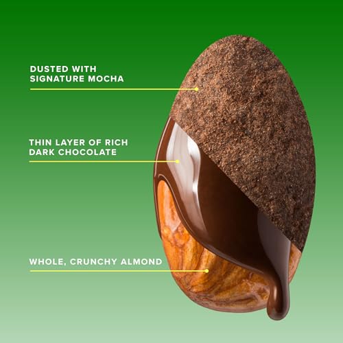 Image of SkinnyDipped Mocha Splash Almonds, Healthy Snack, Plant Protein, Gluten Free, 3.5 oz Resealable Bags, Pack of 5