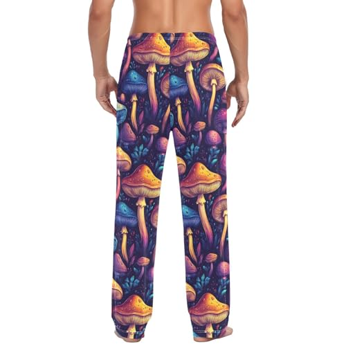 Fantasy Psychedelic Mushrooms Men Cotton Flannel Pajama Pants Mens Lounge Sleep PJ Bottoms S3