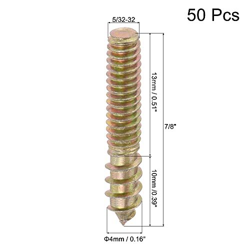 Image of uxcell 5 /32-32 x 7 /8 inch Hanger Bolts Double Head Dowel Screw for Wood Furniture 50pcs