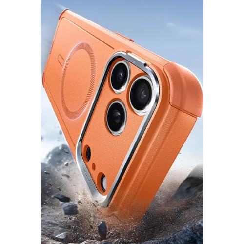 Image of ESR for iPhone 17 Pro Phone Case with Stand, 23ft Military-Grade Drop Protection with Camera Control, Shock-Absorbing Rugged Cover, Compatible with MagSafe Accessories, Cyber Series, Orange