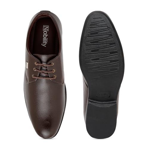 Image of NOBILITY Faux Leather Black Formal Lace Up Shoes for Men || Comfortable Walking || Classic Design || Breathable || Slip Resistant |