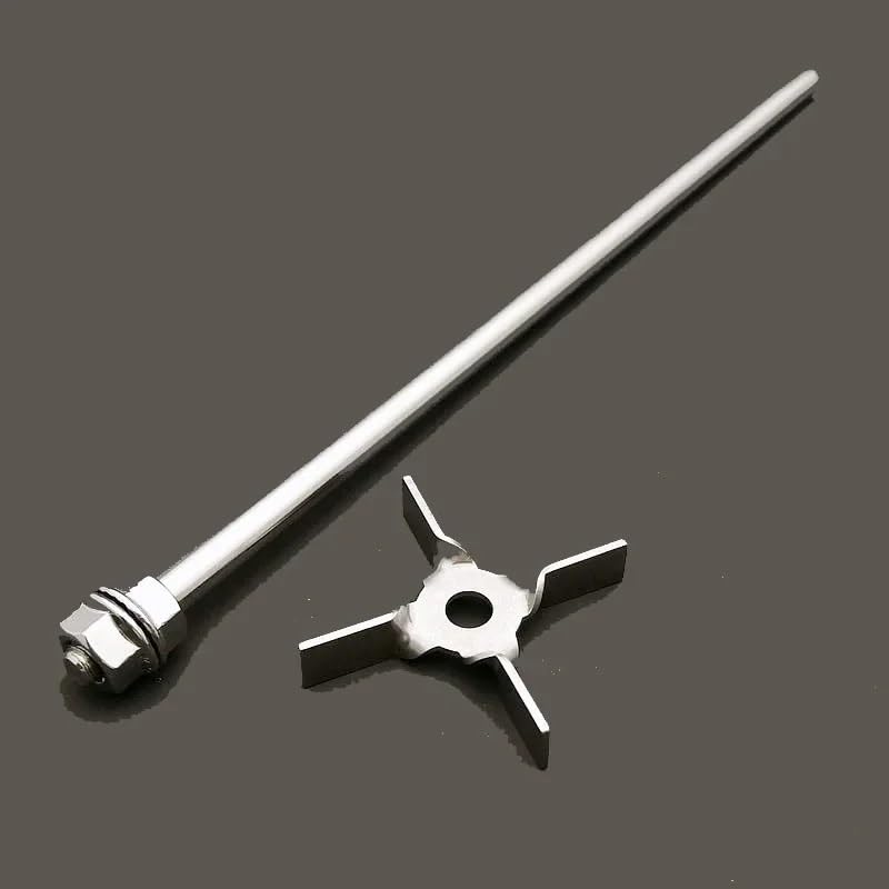 1pc 304SS Four-Leaf Paddle Mixing Blade and Rod Set for Laboratory Mixers - Durable and Versatile Stirring Solution(8x400mm Type-2)
