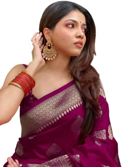 Women's Pure Kanjivaram Silk Saree Soft Design With Blouse Piece For Wedding (Pari122-51)