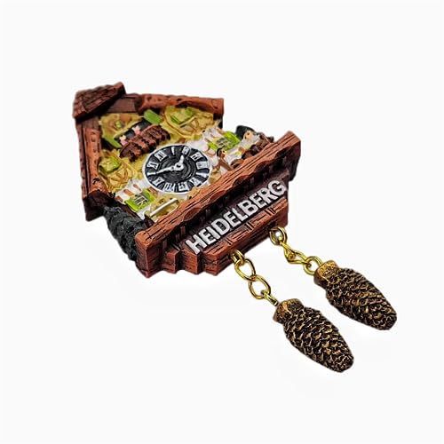 Imán decorativo de reloj de cuco Heidelberg Alemania miniatura 2
