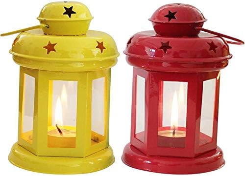 Chem-Tech Iron Tealight Holder Set (Red, Yellow, Pack of 2)