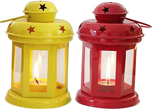 Chem-Tech Iron Tealight Holder Set (Red, Yellow, Pack of 2)