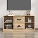 Grand espace de rangement : équipé de 4 compartiments ouverts et de 2 tiroirs, le meuble TV offre un grand espace de rangement pour garder tous vos magazines, DVD et autres articles bien organisés.