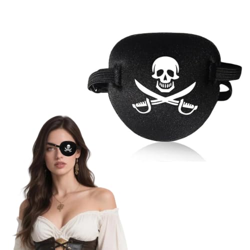 Piraten Augenklappe Einzelaugenmaske mit verstellbarer Schnalle Pirat Kostüm Zubehör zu Karneval und Halloween Requisiten für Mottoparty