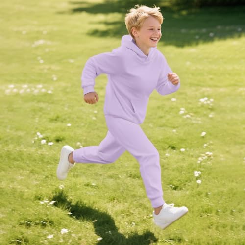 Girls' Sweatsuit Set 2 Piece Soft Long Sleeve Hoodie Sweatshirt with Pockets Solid Color Jogger Streetwear for Toddler3