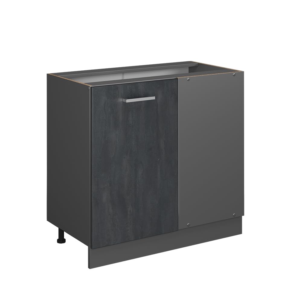 Vicco Armario de Esquina R-Line, Hormigón Negro, 86 cm
