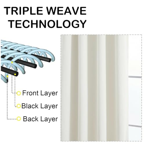 Image of Ivory Window Curtains 84 Inches Long 2 Panels, Soft Fabric Thermal Insulated Light Filtering Curtains for Bedroom Living Room, Dual Rod Pocket Design Modern Window Drapes, 2x40Wx84L Inches