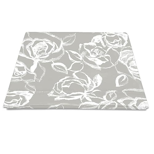 Pizuna Cotton Simply Floral Silver Print Flat Sheet Double 1 Pc