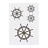 4 x 'Sailing Ship Steering Wheel' Temporary Tattoos - Water Resistant, Skin-Safe, Non-Toxic Transfers, Mixed Sizes (TO00041571)