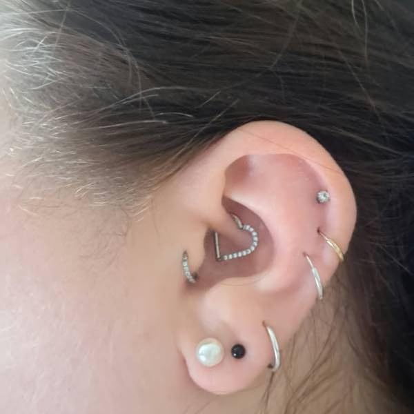 Nose Ring Hoop Heart Clicker Cartilage Surgical Steel Daith Earrings Septum Clicker Ring Hoop 16G Rook Cartilage4