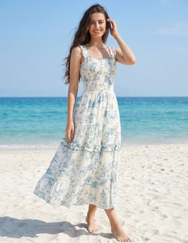 Image of Scarlet Darkness Floral Dress for Women 2026 Flowy Sundress Smocked Cottagecore Dresses