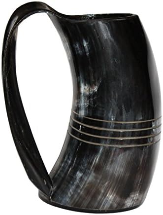 Genuine Viking Drinking Horn Mug Tankard Drinking Authentic Medieval Inspired drinking Mug Ring Engravings