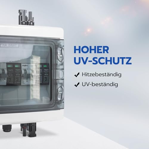 WSPIHO 40A 1000V DC Trennschalter PV Anlage und überspannungsschutz PV für Blitzschutz,Photovoltaik Leitungsschutzschalter Einspeisesteckdose Balkonkraftwerk (2 String)