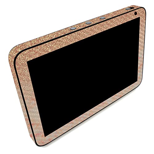 Image of MightySkins Carbon Fiber Skin Compatible with Amazon Echo Show 8 (Gen 2) - Flashy Apricot Marble | Protective, Durable Textured Carbon Fiber Finish | Easy to Apply