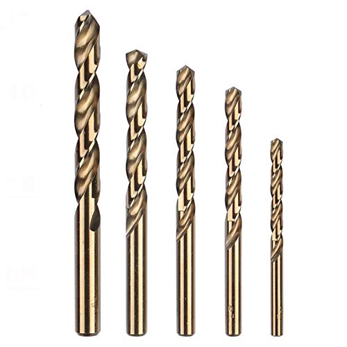 BAtlam Broca helicoidal, reemplazo rápido 5 Piezas Broca de Alta Resistencia HSS M35 Brocas helicoidales de Cobalto para Acero metálico 1 mm 2 mm 3 mm 4 mm 5 mm
