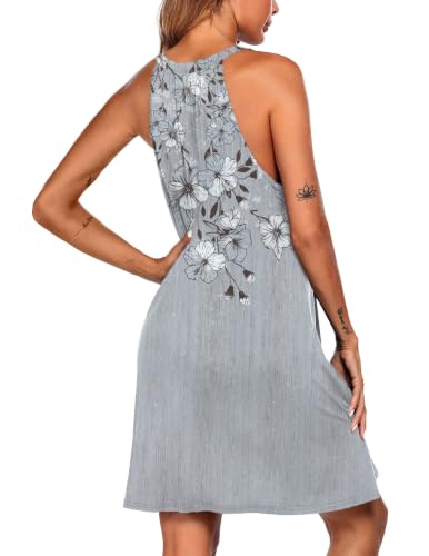 Image of Ekouaer Womens Nightgown Sleeveless Sleepwear V Neck Racerback Sleep Dress