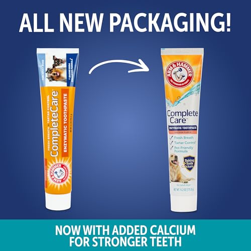 Arm & Hammer Complete Care Enzymatic Dog Toothpaste with Baking Soda and Calcium, Fluoride Free Formula for Plaque Tartar Control and Fresh Breath, Chicken Flavor, 6.2 Oz