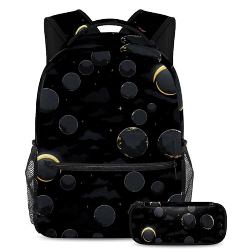 Sac à dos enfant galaxie solide - Pack cartable et trousse noir grand volume anti-déchirure